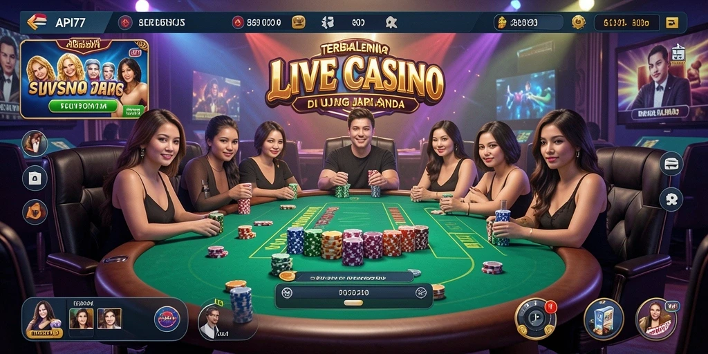 Tampilan gameplay nyata dari API77 dengan dealer langsung.