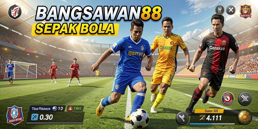 Screenshot BANGSAWAN88 menunjukkan aksi menyerupai pertandingan sepak bola nyata.