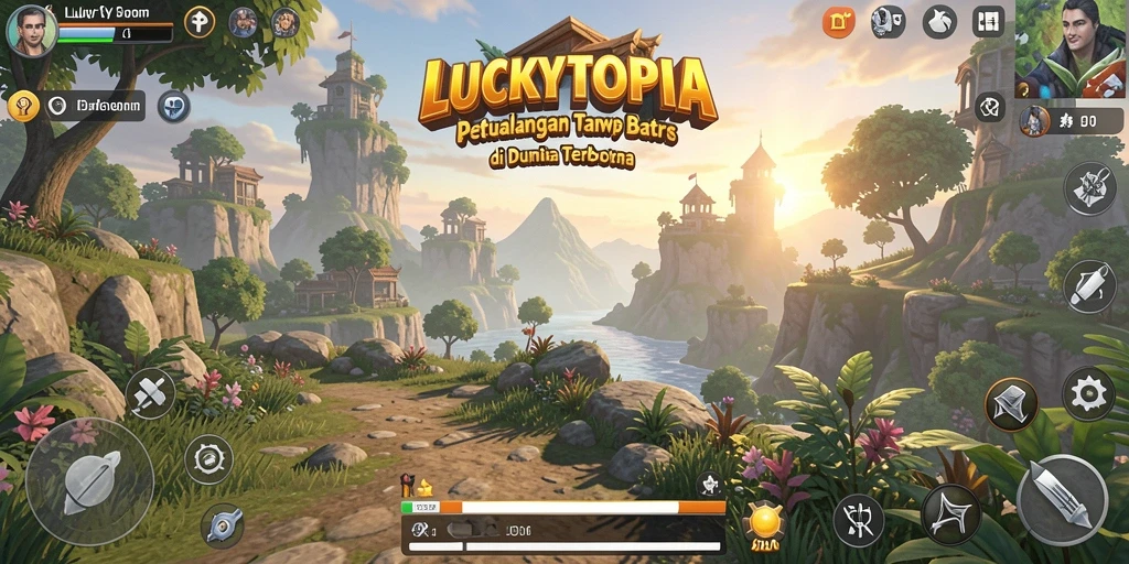 Gameplay LUCKYTOPIA yang menakjubkan dalam dunia terbuka.