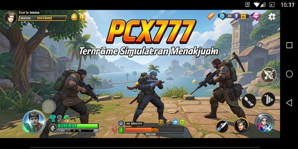 Screenshot permainan menunjukkan aksi mendebarkan dalam simulation PCX777.